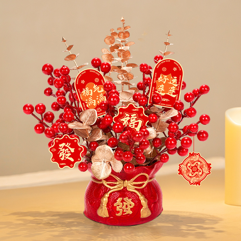 2023 lucky prosperity Chinese new year artificial flower tree for 2023 rabbit lunar new year home decor