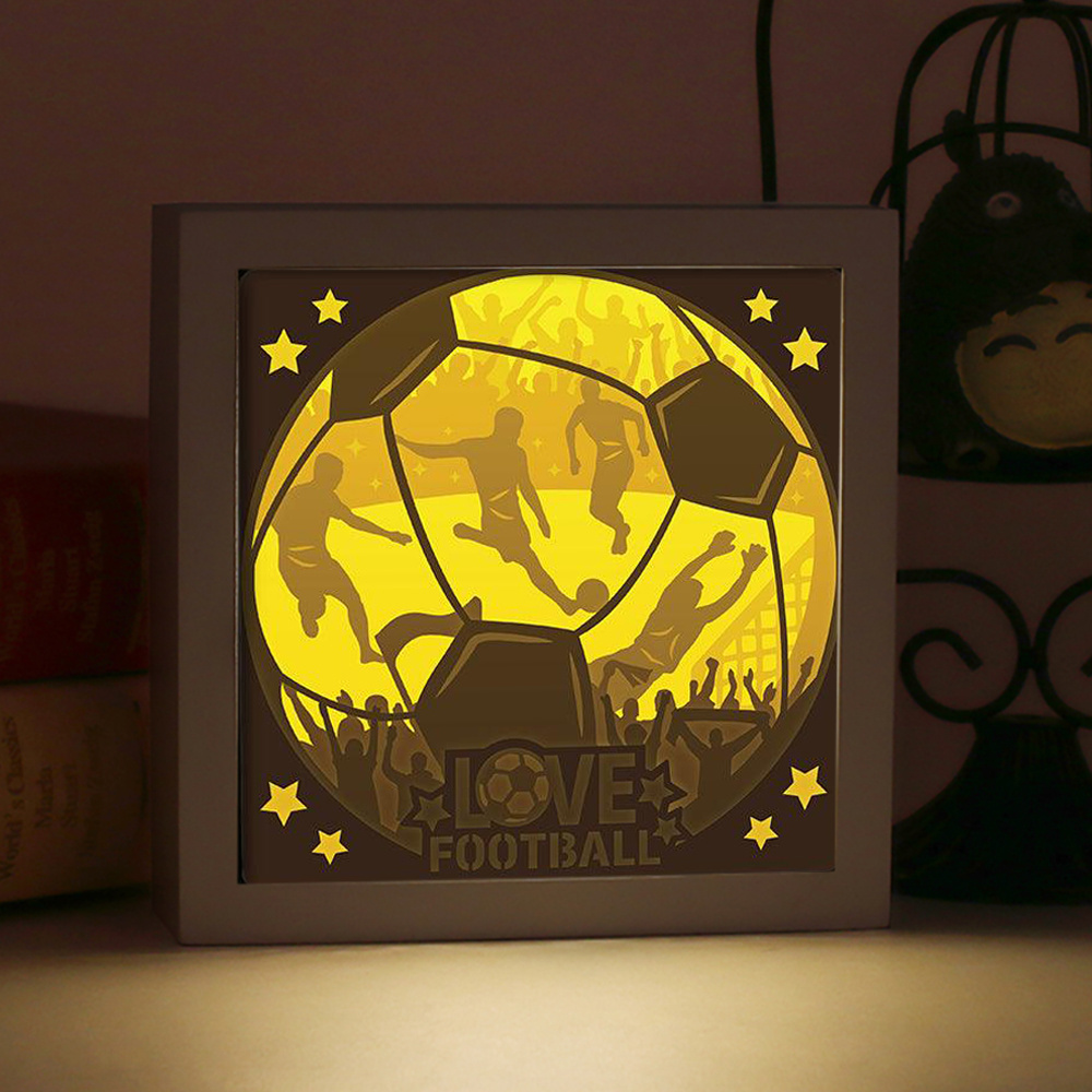 Ball Football Ball Framed Wall Art Home Decor Custom Wall Picture Frame Shadow Box Indoor Wall Light 3D Lamp