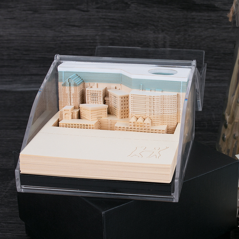 Night City Building Block Shape 3D Memo Pad Custom Logo Funny Tear-Off Cute Sticky Paper Cut Notes Memo Pad