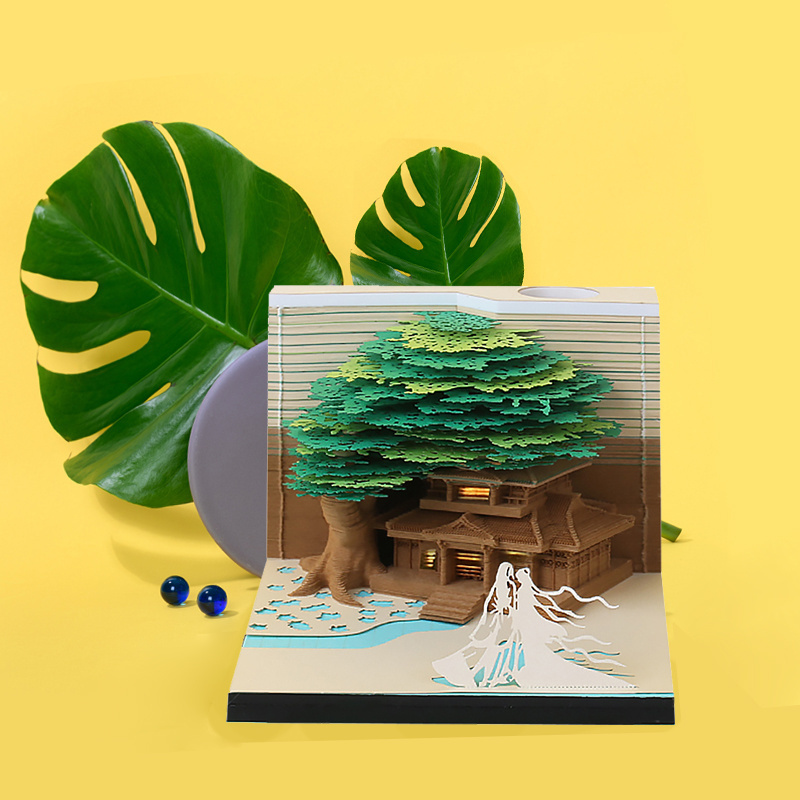 DIY Creative Japan Craft Note Paper Art Building Block 3D Sticky Notes Memo Pads Stickers Creative Tree House Post Notes