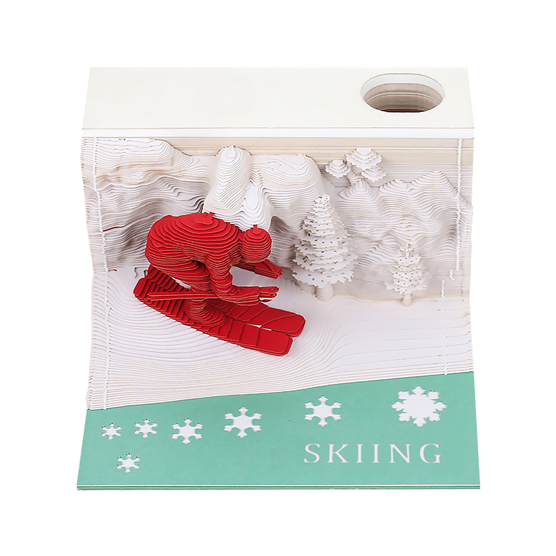 2023 Hot Sale Ski Winter Games Paper Crafts 3D Memo Pad Creative Gift Paper Carving 3D Memo Paper