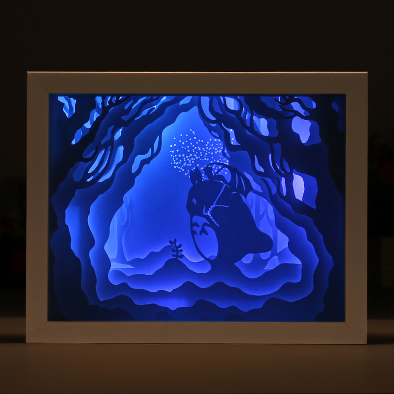 Sweetmade cheap Wood Shadow Box Led Light Picture Photo Frame Light Box Chinese Supplier