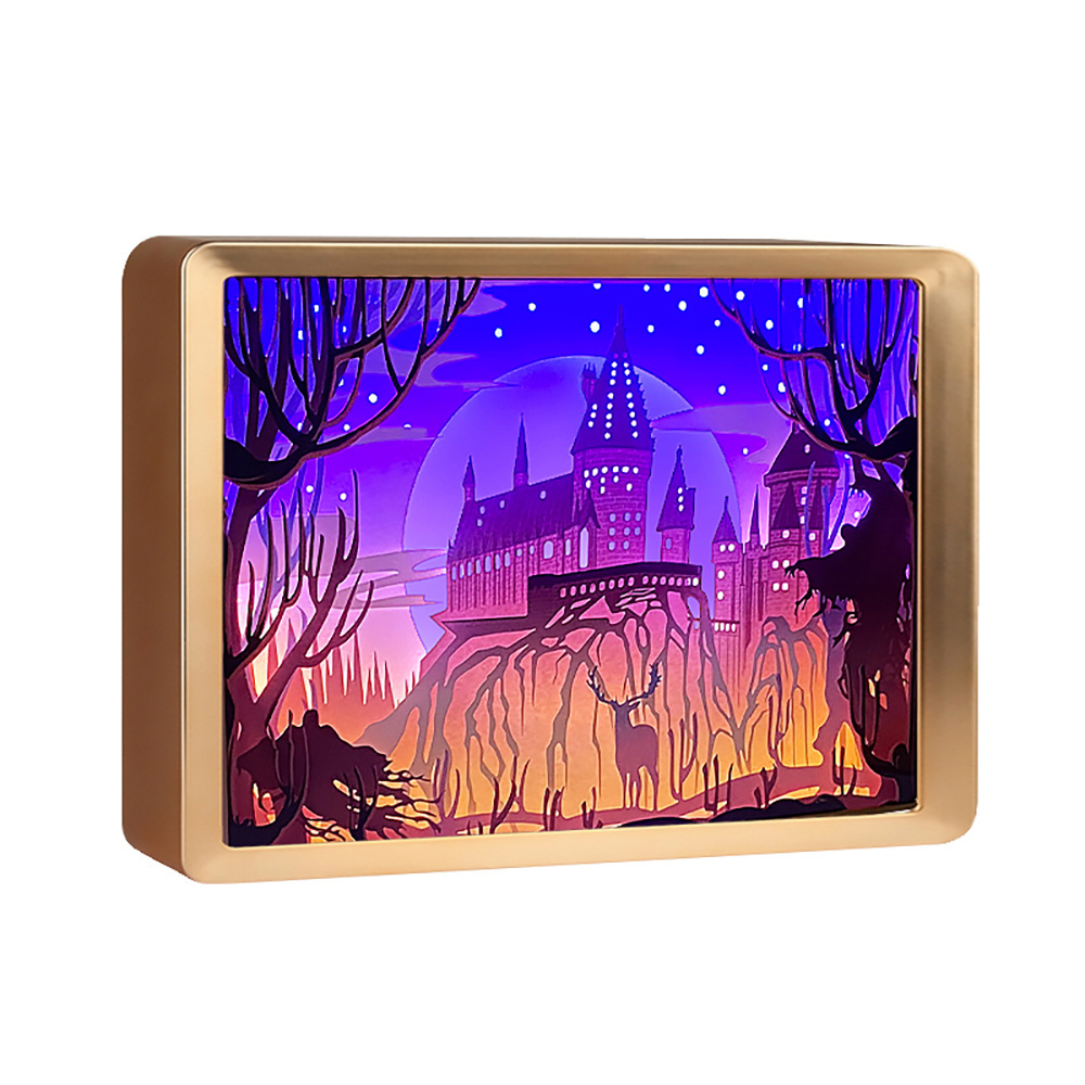 Plastic Frames For Pictures Photo Light Box Hary Potter Hogwarts Castle Dragonhawk Led Night Light 3D Lamp Christmas Gifts