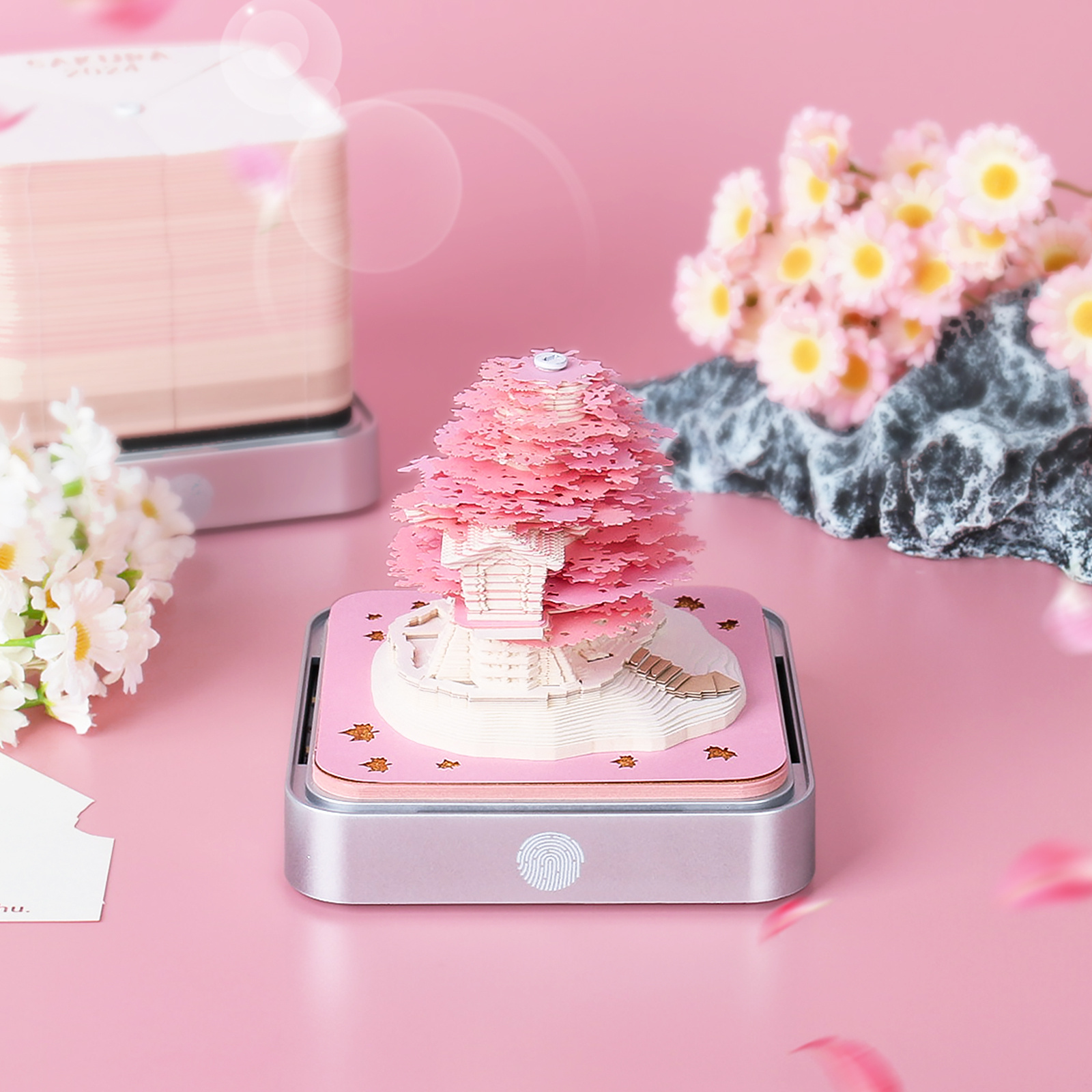 Factory Hot Selling Custom Design 3D Note Pad Block 3D Memo Pad Pink Cherry Blossom Sakura Tree Notes Cube 3D Art Paper Calendar