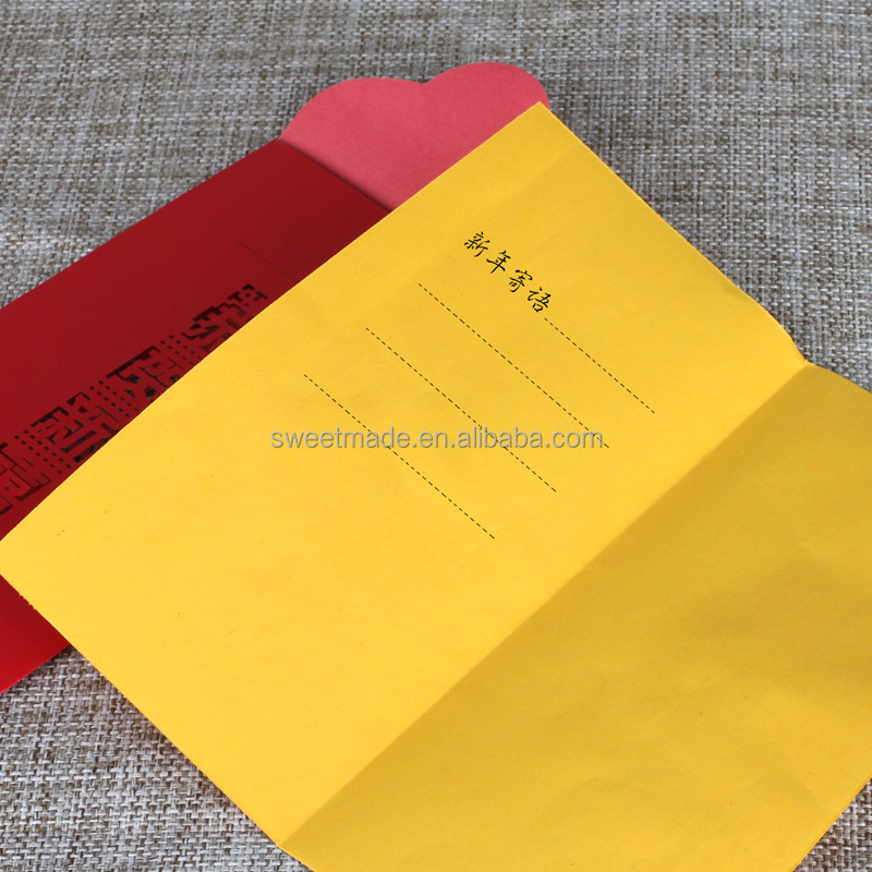 2023 recyclable custom paper envelope laser cut special red packet