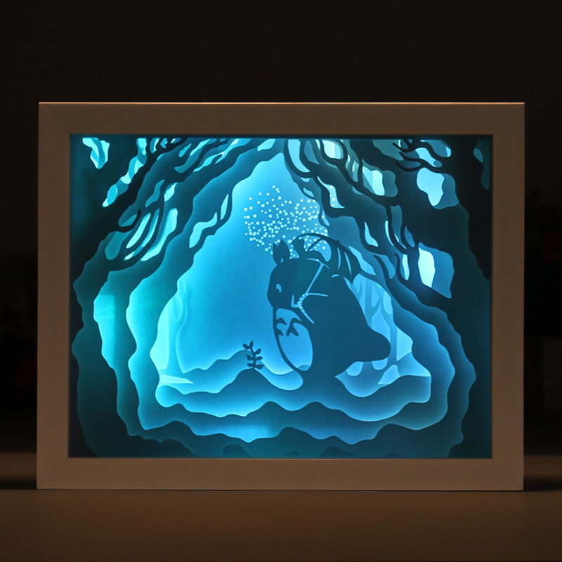 Sweetmade cheap Wood Shadow Box Led Light Picture Photo Frame Light Box Chinese Supplier