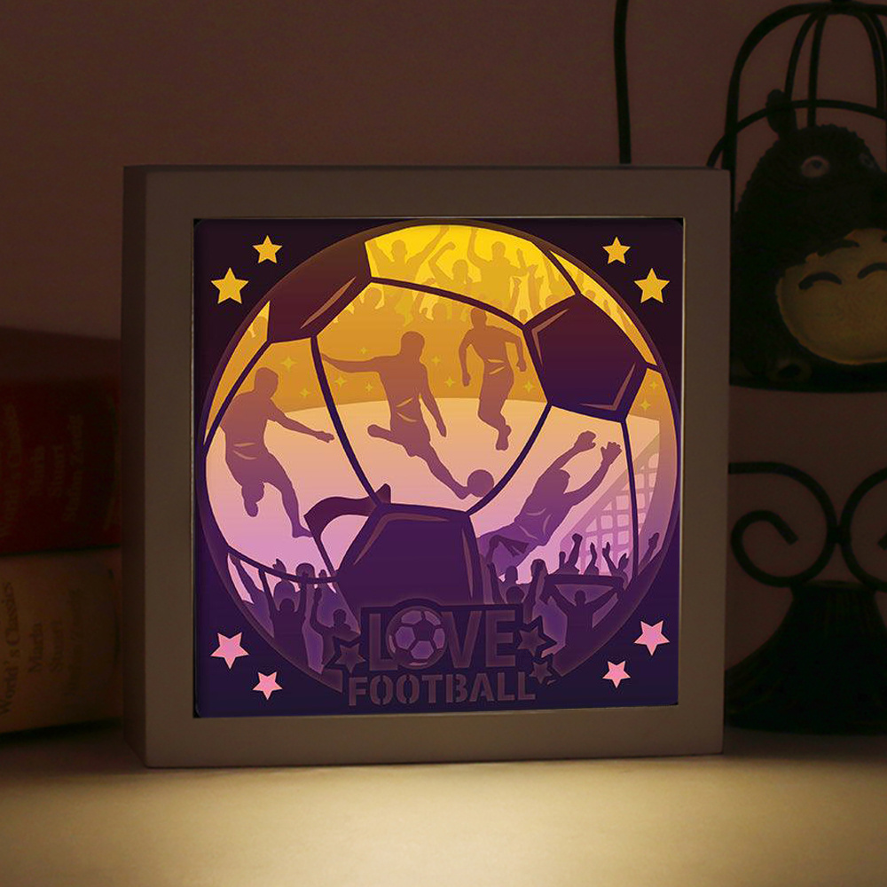 Ball Football Ball Framed Wall Art Home Decor Custom Wall Picture Frame Shadow Box Indoor Wall Light 3D Lamp