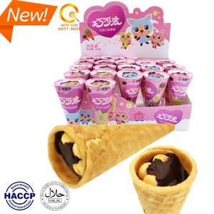 Ice Cream Chocolate shaped wafer cone with chocolate biscuit filled