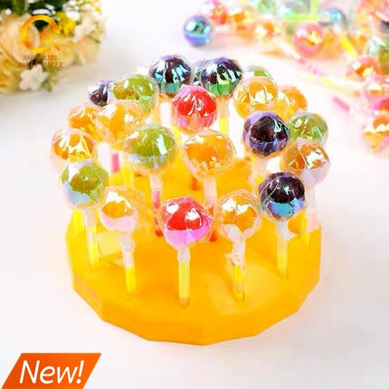 Lowest price 10g Glowing Neon Light Ball Lollipop / Fruity Fluorescent Crystal Lollipop