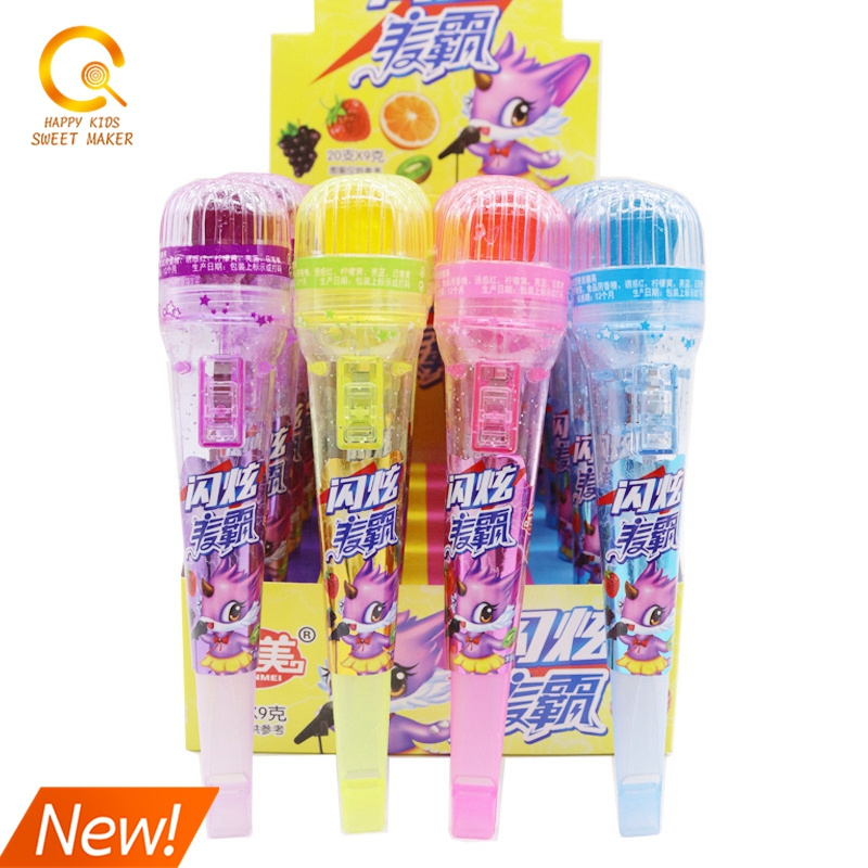 NEW Novelty Toys 2024 Glow Stick Diamond Lollipop Toys Sweet Cartoon Halal Confectionery Gummy Toy Candy Microphone