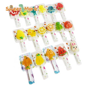 Hot sale pectin lollipop mix fruit shape halal lollipop fruit flavor