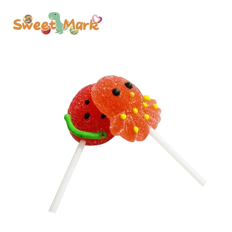 Hot sale pectin lollipop mix fruit shape halal lollipop fruit flavor