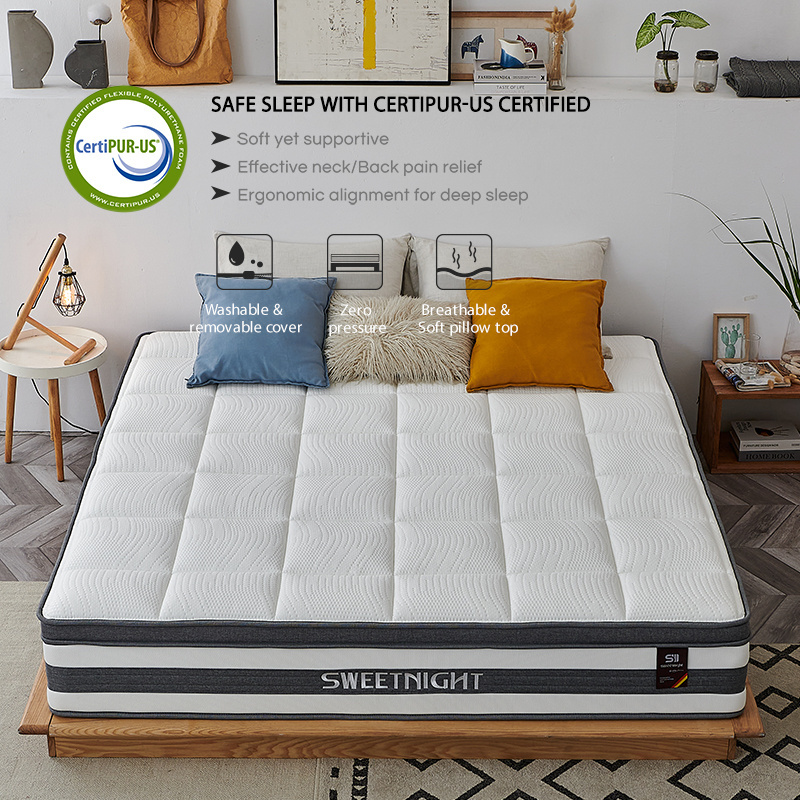 Luxury Temper Panic Hybrid Orthopedic California King Memory Foam Ortho Pillow Top Roll Up Spring Mattress In A Box