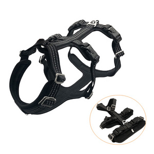 Adjustable No Pull Vest Escape proof Full Body Outdoor Hunting Double H Shutter padded Outdoor Tactical Dog Harness for big dog