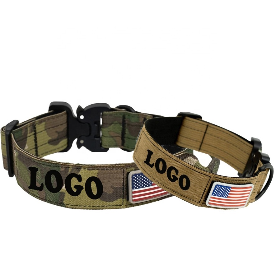 Manufacturer Nylon Webbing Pitbull combat heavy duty Big Adventure Camouflage Pet tactical Service Working Training dog Collar