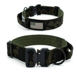 Manufacturer Nylon Webbing Pitbull combat heavy duty Big Adventure Camouflage Pet tactical Service Working Training dog Collar