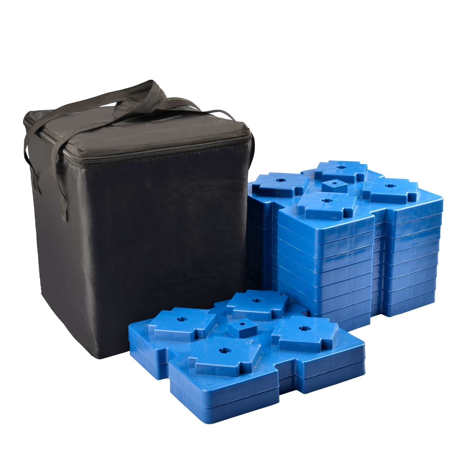 J494 10-Pack Heavy Duty Leveling Blocks with Carrying Storage Bag Ideal for Leveling Single and Dual Wheels Stacked Interlocking