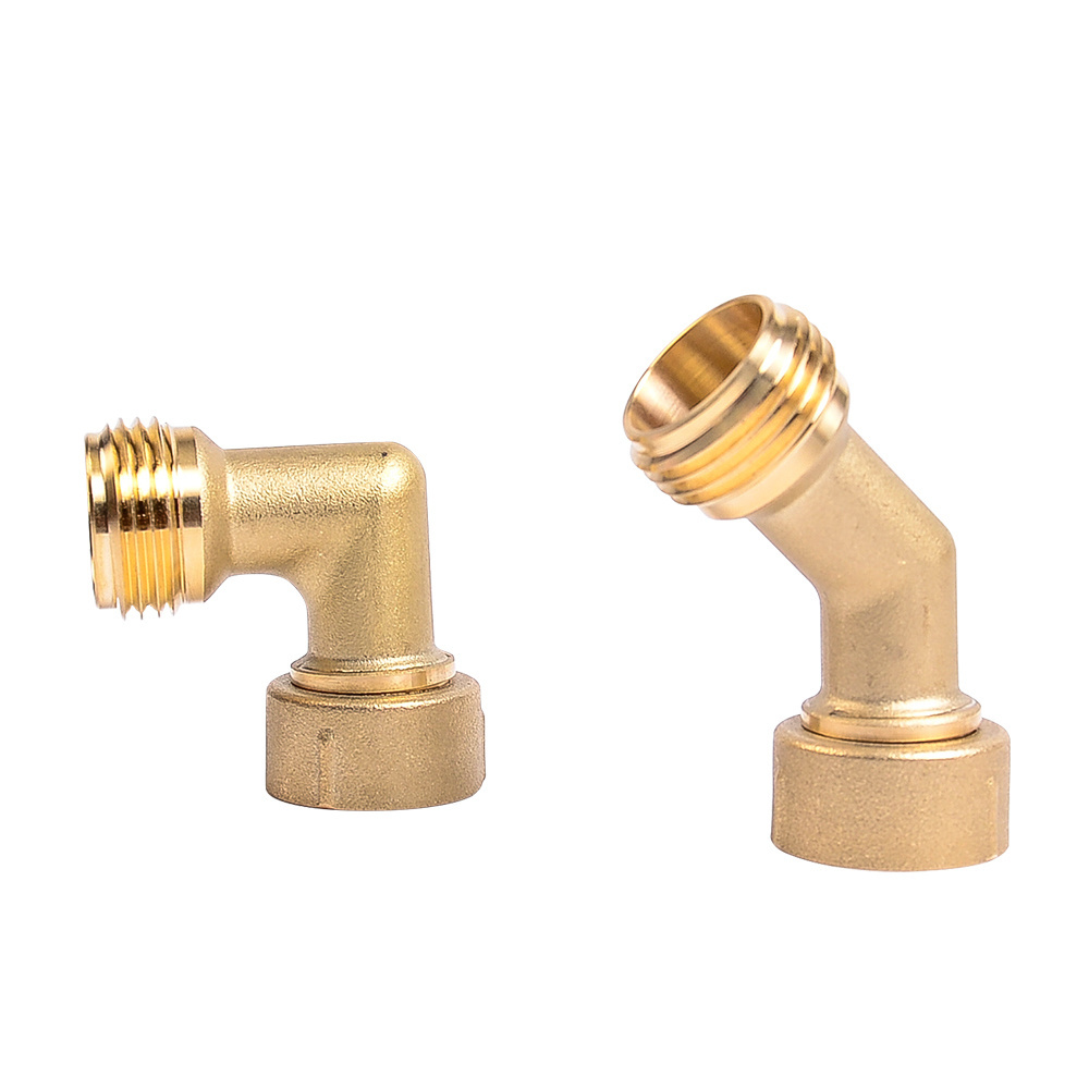 Garden RV water Hose Elbow Connector 45 Degree Solid Brass Adapter Fitting Quick Swivel Connect Adapter Thread Size 3/4