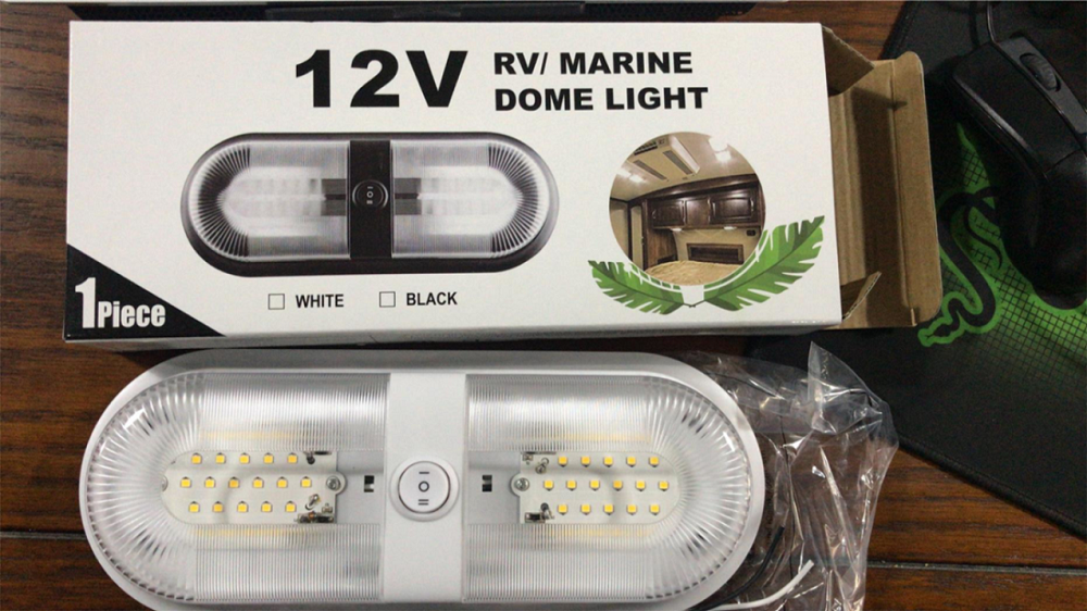 12V Led RV Marine Caravan Ceiling Dome Light RV Interior Lighting for Trailer Camper with Switch, White Doouble