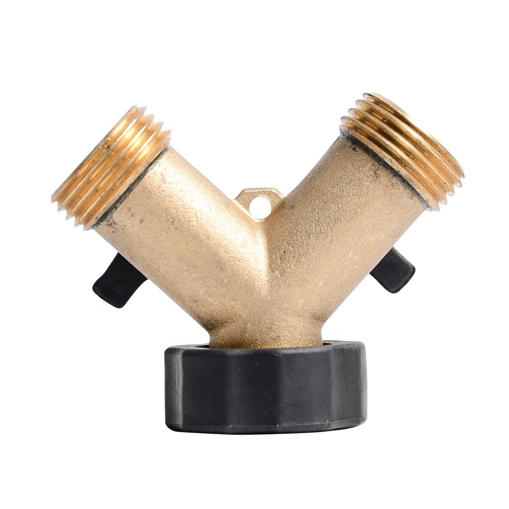 J311 Heavy Duty Garden Hose Splitter 2 Way, Y Valve Garden Hose Connector Splitter Adapter Brass Garden Hose Adapter