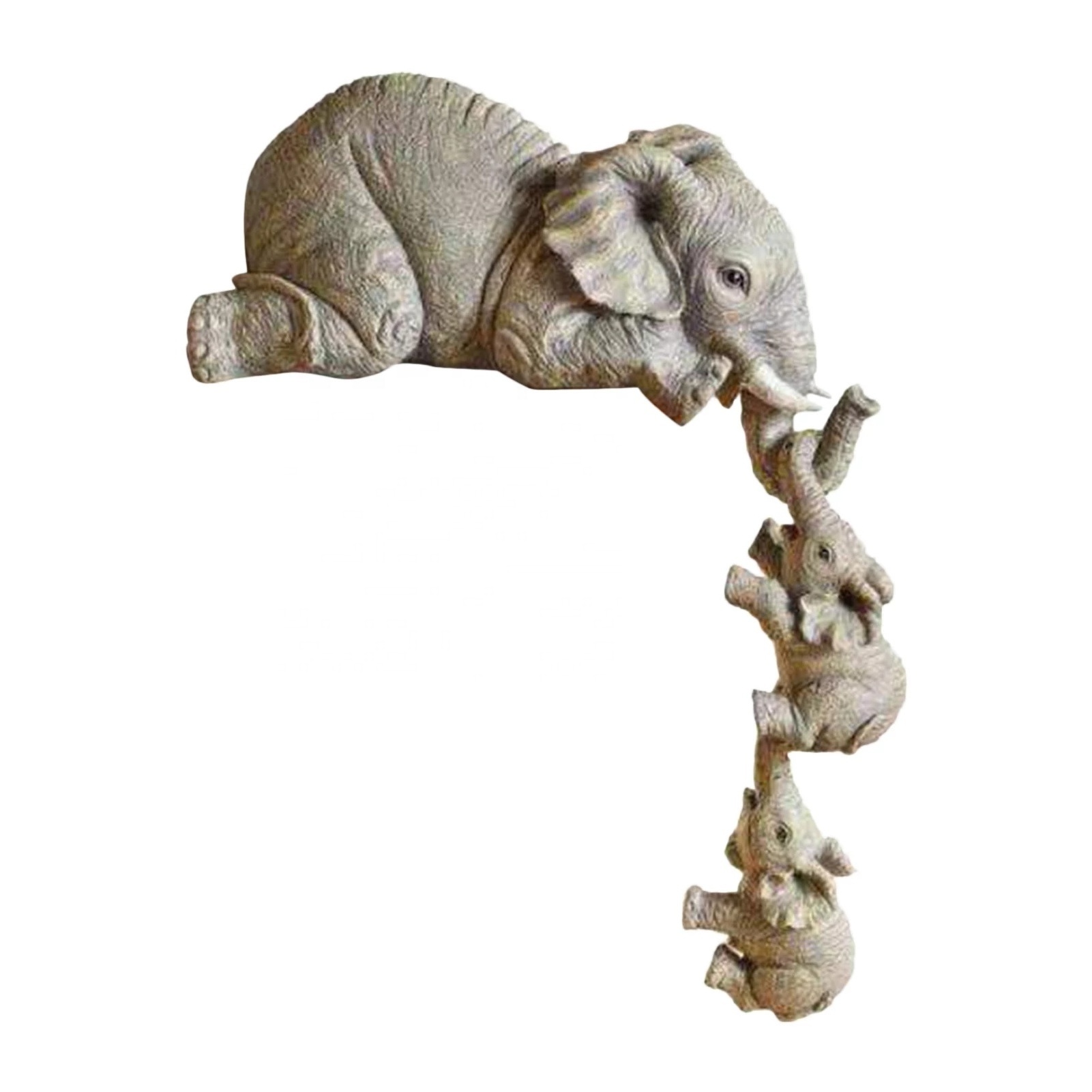 Elephant Resin Ornaments Home Decorations Elephant Mothers And Two Babies Hanging On The Edge Of Handicraft Elephant Statue Scul