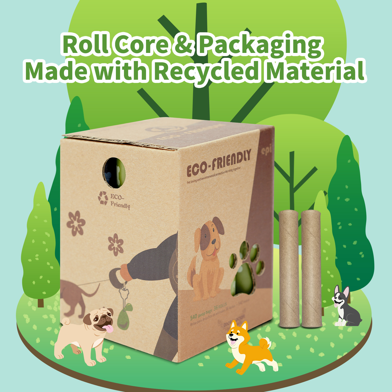 Dog Poop Bags for Waste Refuse Cleanup Heavy Duty Doggy Roll Replacements for Outdoor Puppy Walking Travel