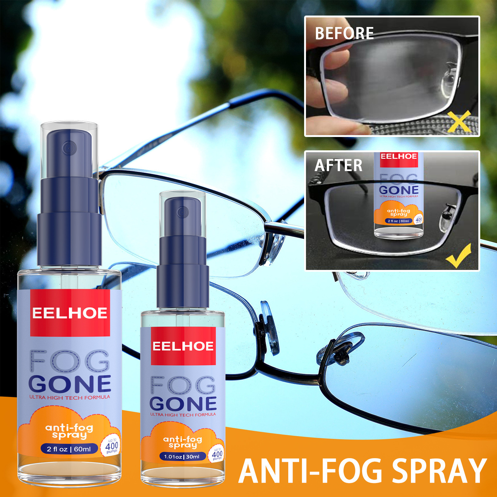 EELHOE Safety Glasses Anti-fog Sustainable Spray Anti Fog Dive Eco-friendly Car Windshield Anti Fog Spray