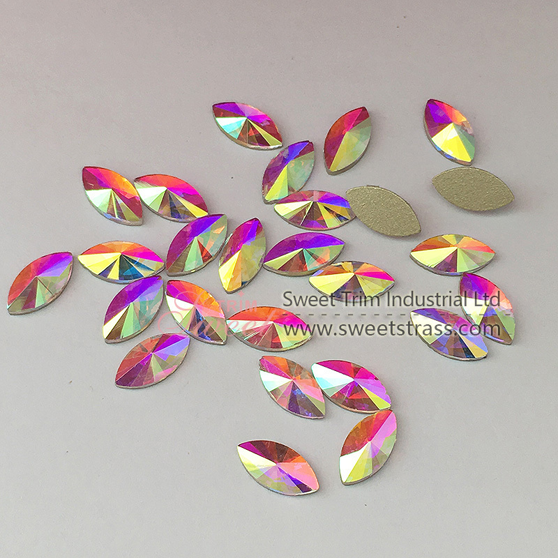 Crystal AB assorted shapes flat back non hot fix glue on rhinestone for nail art decoration