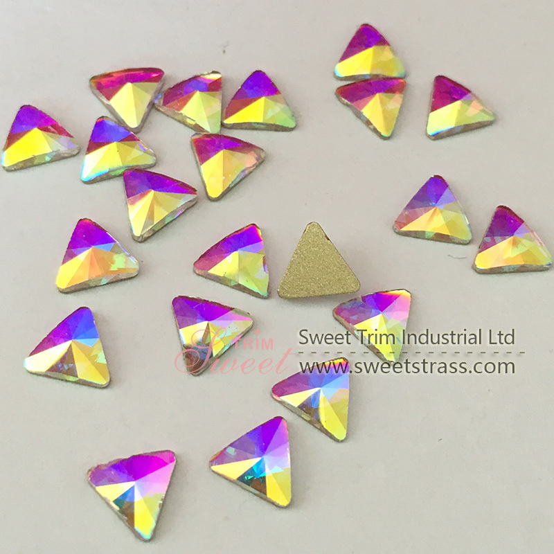 Crystal AB assorted shapes flat back non hot fix glue on rhinestone for nail art decoration