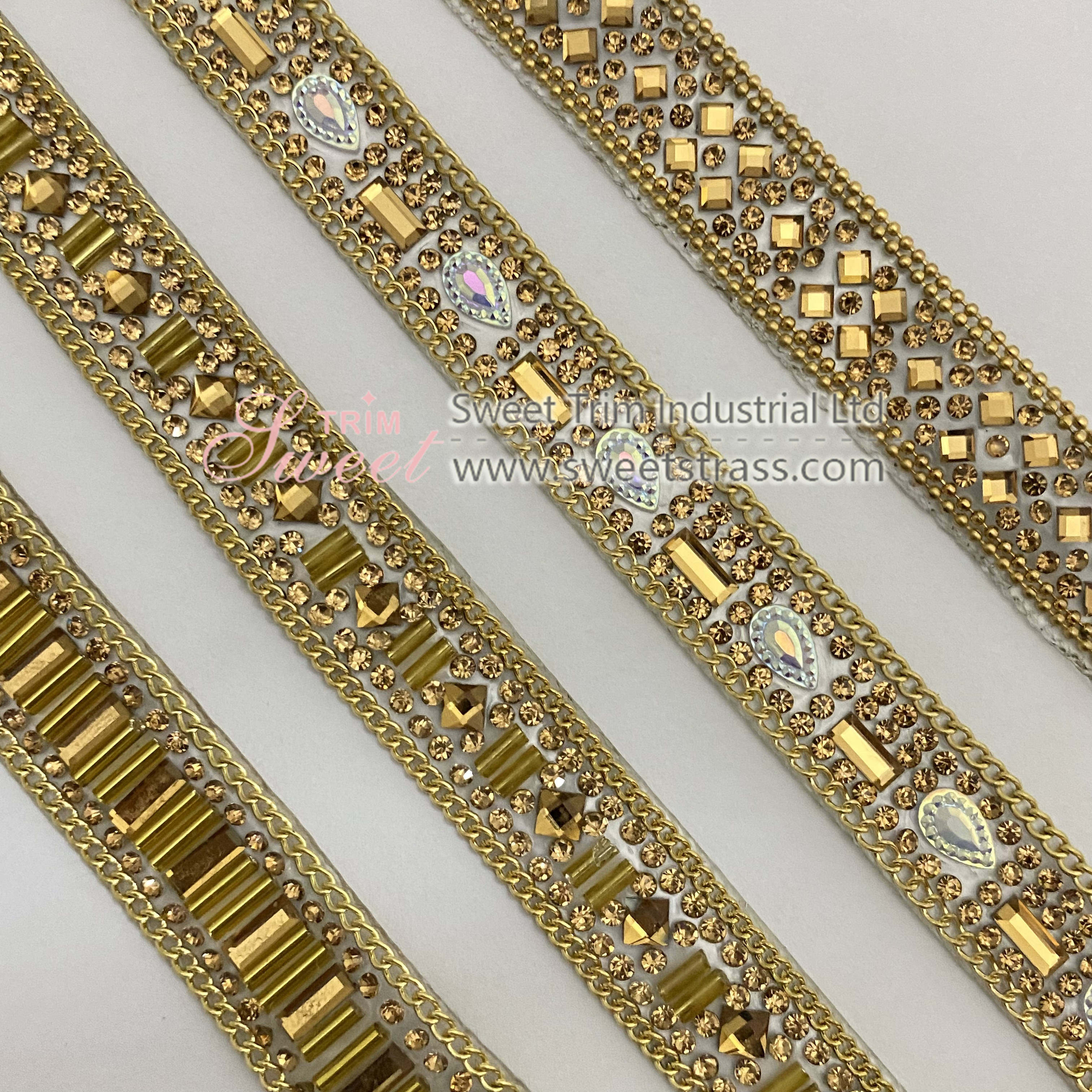 hot fix  color resin glass rhinestone Ribbon Wrap Trim for pants and clothing rhinestone hot fix roll trim