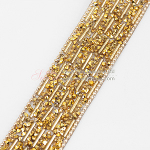 hot fix  color resin glass rhinestone Ribbon Wrap Trim for pants and clothing rhinestone hot fix roll trim