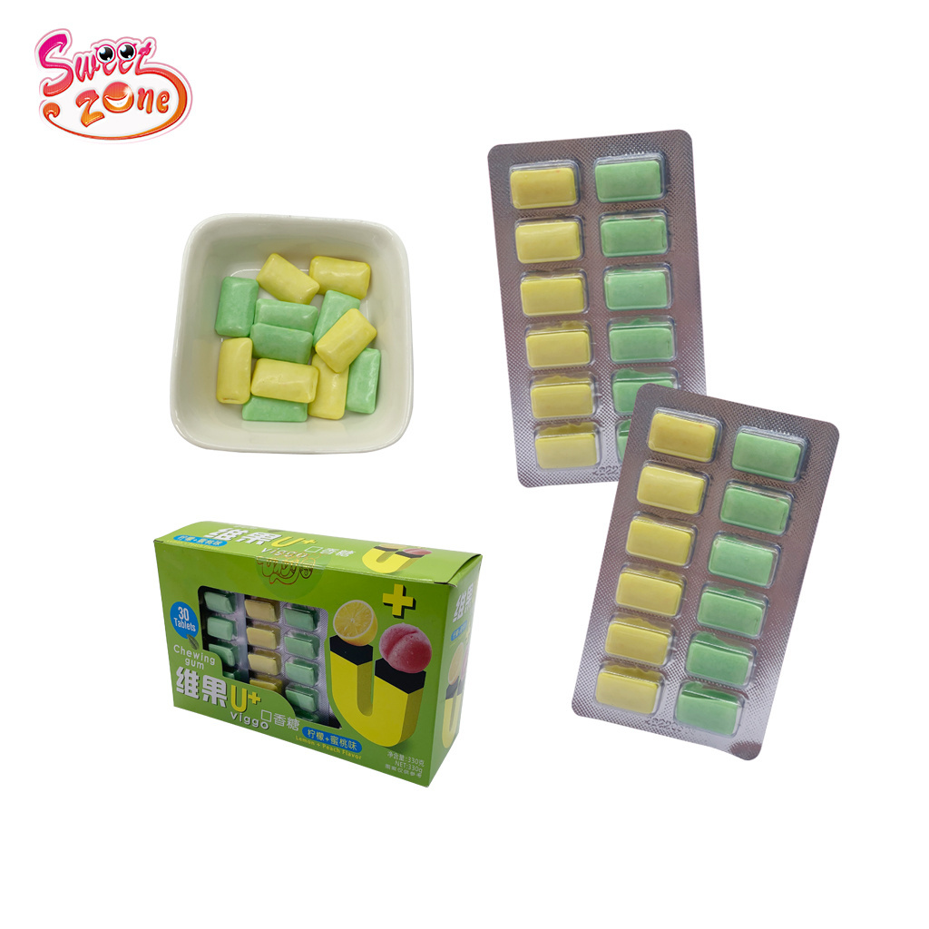 Mint 2 Fruit Pillow Shape Bubble Chewing Gum with Bister Packaging