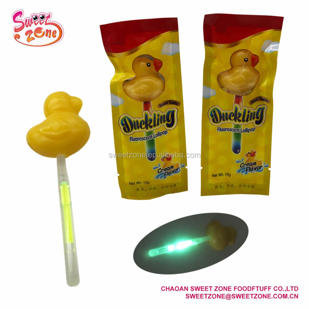 Lovely Duckling Fluorescent Lollipop Candy Animal Shaped Lollipops