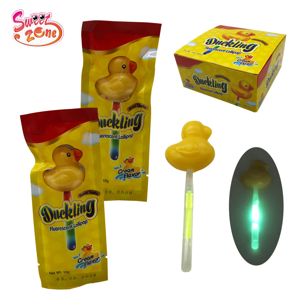 Lovely Duckling Fluorescent Lollipop Candy Animal Shaped Lollipops