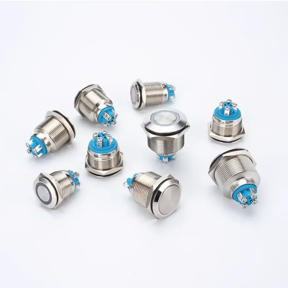 Hot Selling 16/19/22mm Momentary Latching Waterproof on Off Screw Type Metal Push Button Switch for Start Stop Power