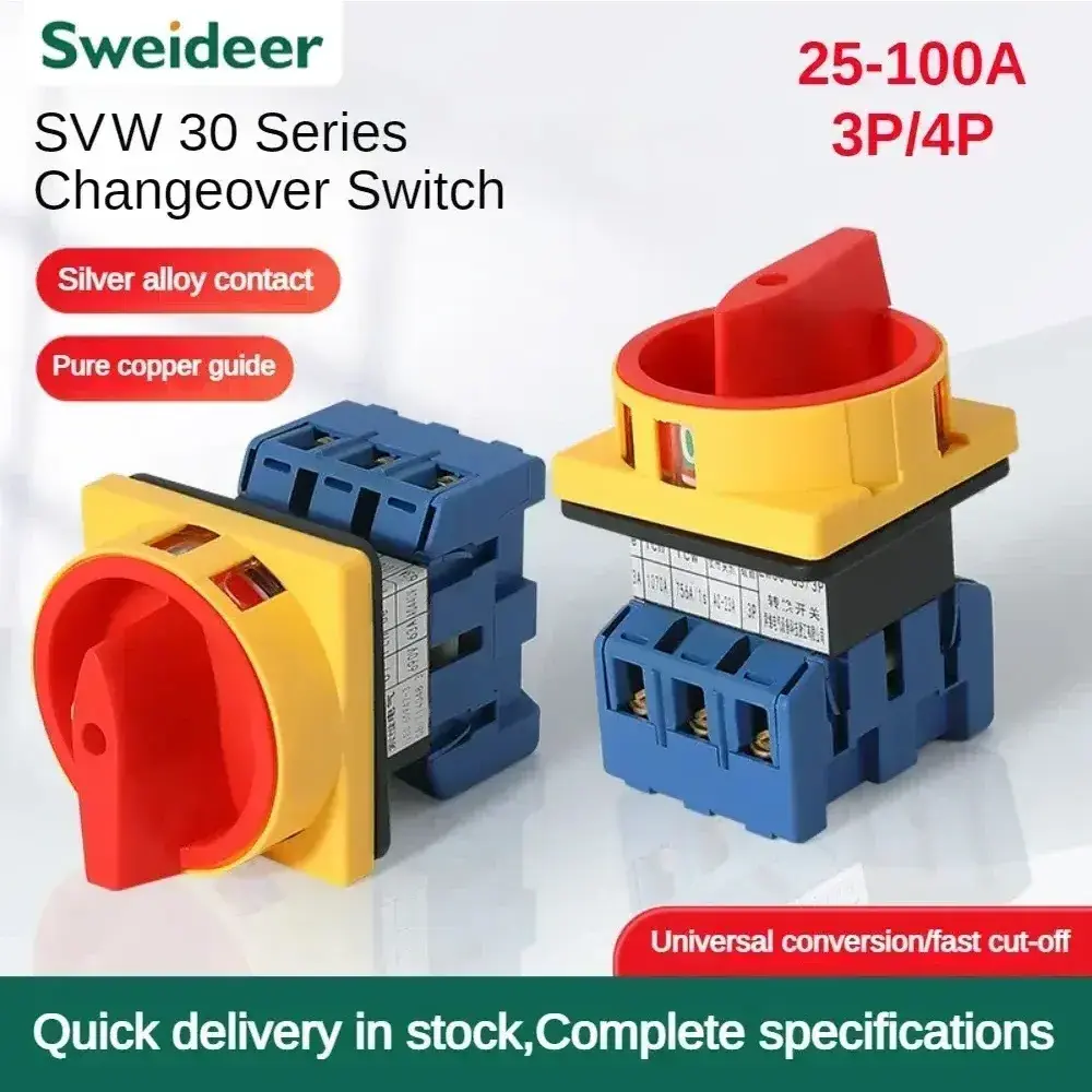 Hot Selling SVW30 3P 690V 25A Changeover Switch Padlock Disconnect Selector with ON-OFF Panel Power Control Replace LW30