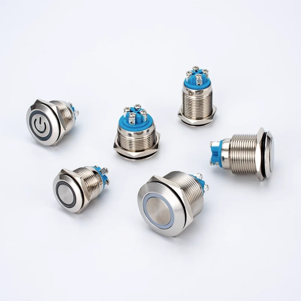 Hot Selling 16/19/22mm Momentary Latching Waterproof on Off Screw Type Metal Push Button Switch for Start Stop Power