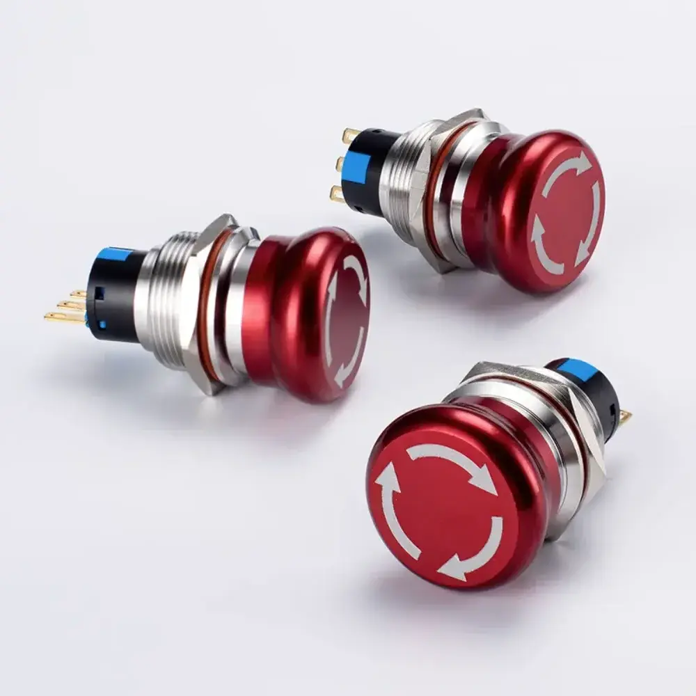 SWEIDEER Good Quality 22mm Rotation-Releasing Rotary Metal Emergency Stop Button Switch for Power Automation Equipment