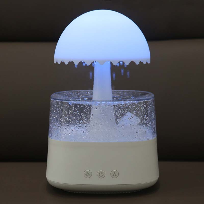 Rain Oil Diffuser Water Drip Fountain Humidifier with Aromatherapy 450ml Raining Cloud NightLight 3 in 1 humidifier for Relaxing