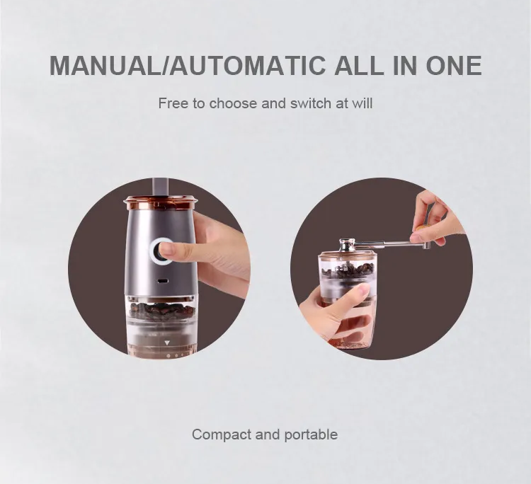 CE ROHS travel camping manual automatic 2 in 1 small professional electric portable mini coffee bean grinder