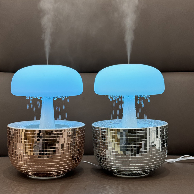 2024 new water drop rain cloud humidifier sparkles disco ball YUGO Hotel bedroom aromatherapy Desk decor Sleeping Relaxing Mood