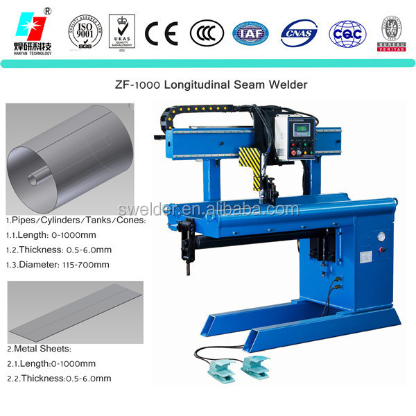 ZF-1000 Tubes Flat Sheets Cylinders Cones Sinks Tank Shells Welding Machine Steel Alloy Automatic Longitudinal TIG Seam Welder