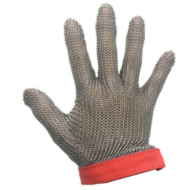 High Quality 316L HPPE Cutting Resistant Stainless Steel Wire Chain Safety Protective Glove for Meat Industry