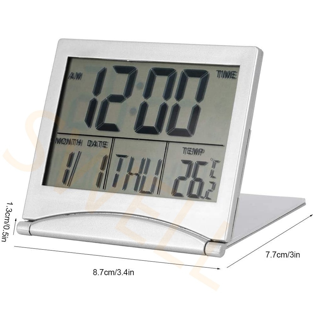 2022 Hot Flip Travel Alarm Clock Cheap Digital Gift Creative Electronic Square White LCD Display Table Clock