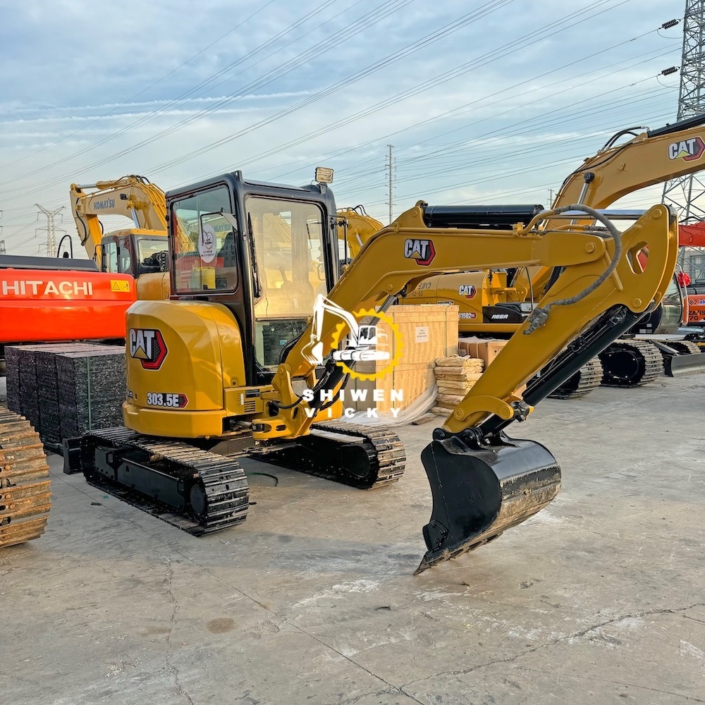 Used CAT 303.5E excavator, CAT 303.5 303.5E2 CR 303.5C 303 305.5E2 306E2 307E2 308E2 zero tail digger with side swing boom