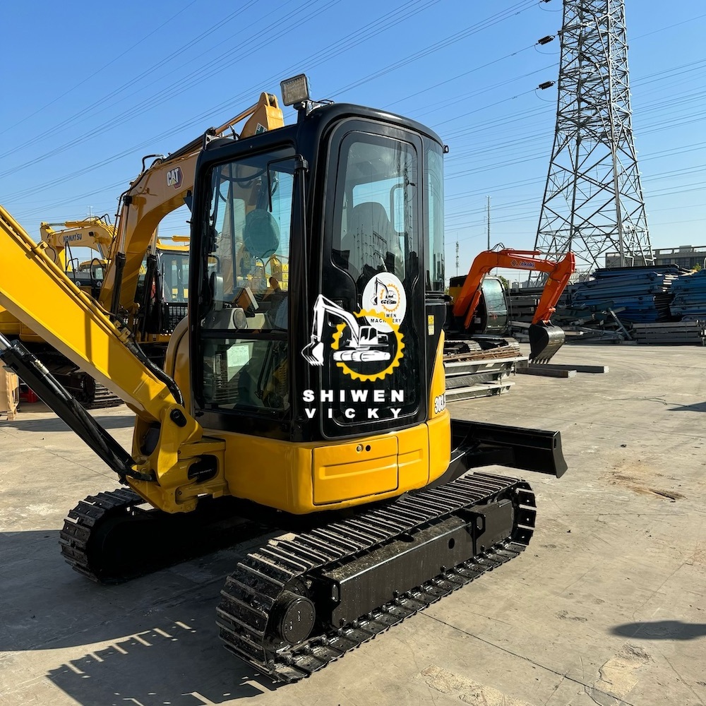 Used CAT 303.5E excavator, CAT 303.5 303.5E2 CR 303.5C 303 305.5E2 306E2 307E2 308E2 zero tail digger with side swing boom