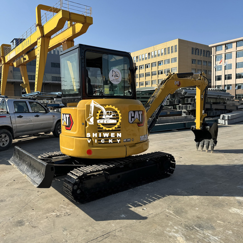 Used CAT 303.5E excavator, CAT 303.5 303.5E2 CR 303.5C 303 305.5E2 306E2 307E2 308E2 zero tail digger with side swing boom