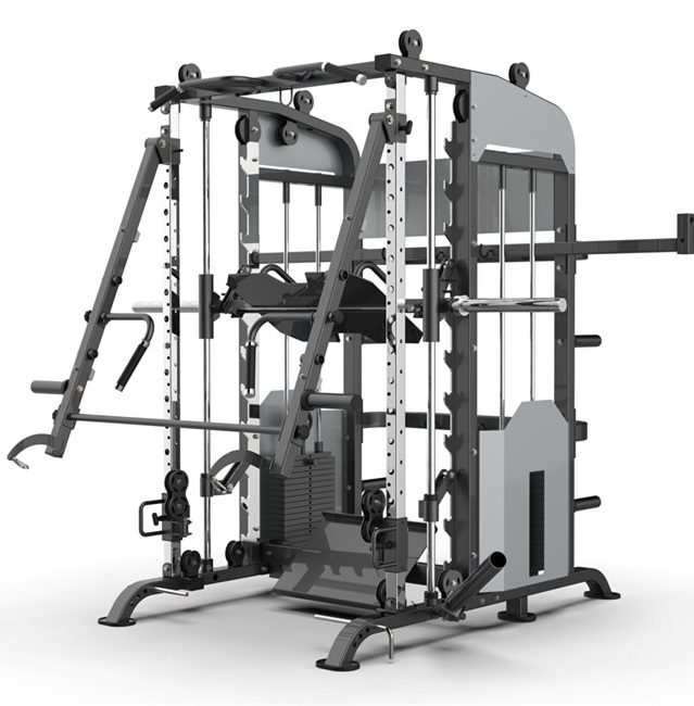 Commercial Gym Home Use Fitness Equipment jammer arms Squat Rack 4 in 1 Multi Functional 3d Smith Machine Power Rack