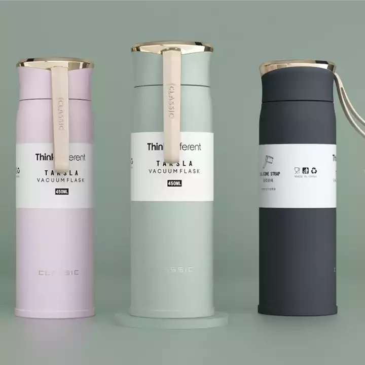 450mL 304 Stainless Steel Lid Office Coffee Termos Vacuum Flasks Thermos Insulated Hot Water Bottle With Handle