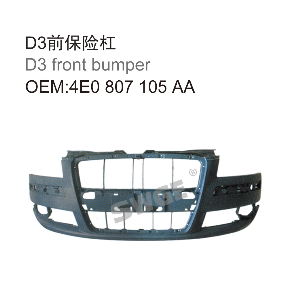 High Quality Body Parts Front Bumper For Audi A8 03-08 D3  4E0 807 105 AA Bumper  Body Kits